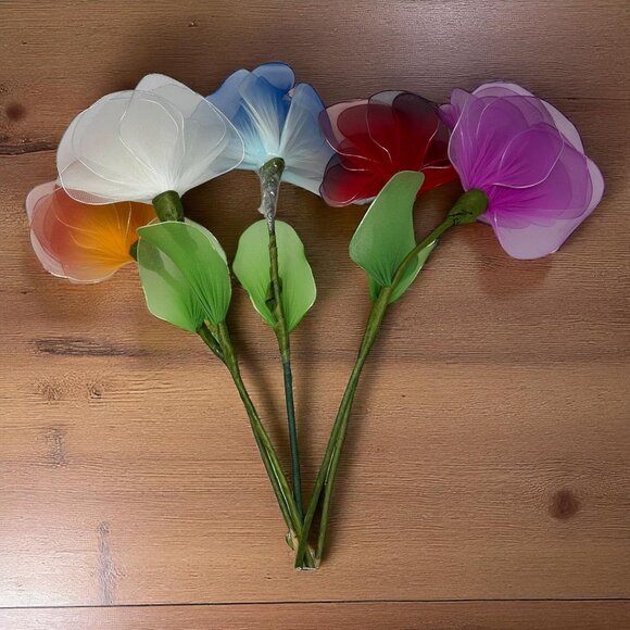 Handcrafted Artificial Multicolor Nylon Flowers Bouquet Home Event Decor - Picture 1 of 16